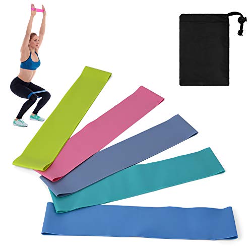 Ajcoflt 5 PCS Resistance Loop Bands con Bolsa de Almacenamiento Elastic Booty Band Set para Yoga Fitness Home Gym Training