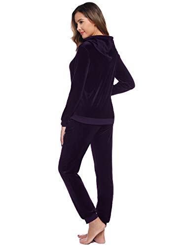 Akalnny Chándal Conjunto Mujer de Terciopelo Sudadera de Manga Larga con Capucha + Pantalones de Cintura Alta Trajes Akalnny Chándal Conjunto Mujer de Terciopelo Sudadera de Manga Larga con Capucha + Pantalones de Cintura Alta Trajes