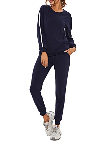 Akalnny Mujer 2 Piezas Chándales Cremallera Casuales Conjunto de Top Sexy de Manga Larga y Pantalón de Banda elástica Yoga Ropa Deportiva para otoño Invierno