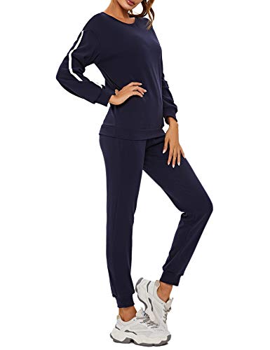 Akalnny Mujer 2 Piezas Chándales Cremallera Casuales Conjunto de Top Sexy de Manga Larga y Pantalón de Banda elástica Yoga Ropa Deportiva para otoño Invierno