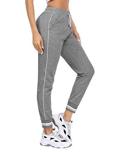 Akalnny Pantalones Deportivos para Mujer Pantalón de Chándal Largos Pantalones de Deporte con Cordones para Gimnasio Yoga Jogging (Azul Marino, XXL)