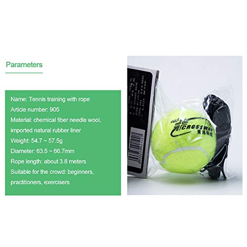 A'kin - Juego de 6 pelotas de tenis con cuerda elástica para entrenamiento de tenis, pelota de tenis con cuerda elástica, pelota de rebote para un solo jugador de tenis