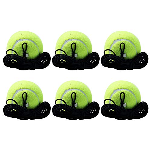 A'kin - Juego de 6 pelotas de tenis con cuerda elástica para entrenamiento de tenis, pelota de tenis con cuerda elástica, pelota de rebote para un solo jugador de tenis A'kin - Juego de 6 pelotas de tenis con cuerda elástica para entrenamiento de tenis, pelota de tenis con cuerda elástica, pelota de rebote para un solo jugador de tenis