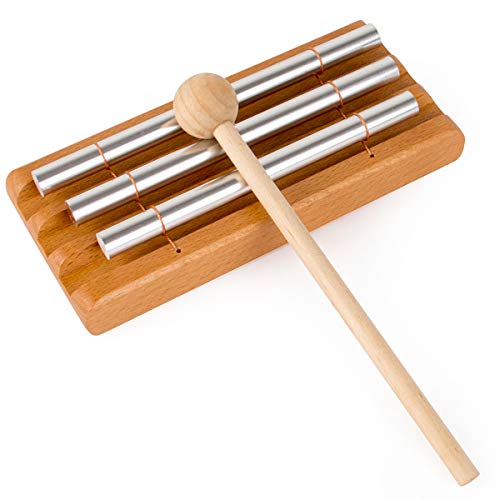 AKLOT Campanilla Timbre de trío de tres tonos Campanas de percusión de mano de campana para la gestión del aula de profesores de yoga de meditación de oración