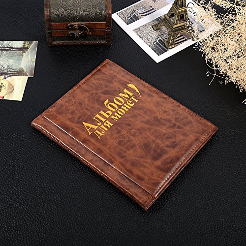 Akozon Álbum de Monedas 1 PC 10 páginas 250 Unidades de Paquetes Colección de álbumes de Monedas Titulares de Libros Idioma Ruso 3 Colores(Bronce)