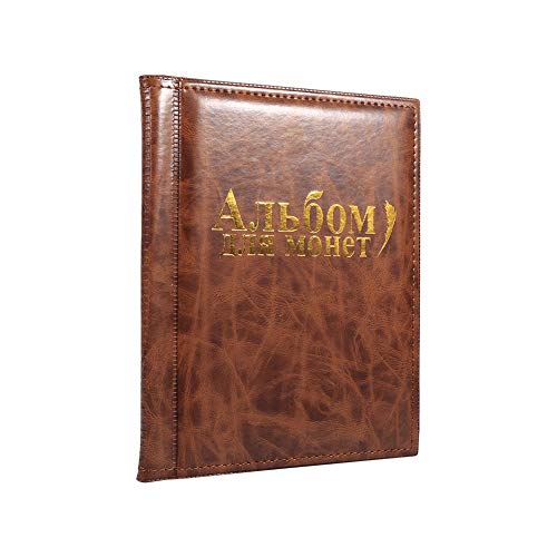 Akozon Álbum de Monedas 1 PC 10 páginas 250 Unidades de Paquetes Colección de álbumes de Monedas Titulares de Libros Idioma Ruso 3 Colores(Bronce)