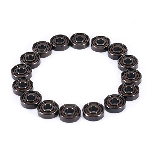 Akozon Rodamiento de Cerámica 608 16pcs Rodamientos de Bolas de Skate de alta precisión alta velocidad para Patines de velocidad Patinaje de patines Patineta 22 mm de diámetro Akozon Rodamiento de Cerámica 608 16pcs Rodamientos de Bolas de Skate de alta precisión alta velocidad para Patines de velocidad Patinaje de patines Patineta 22 mm de diámetro