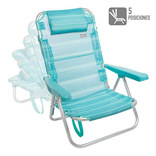 Aktive 53963 - Silla multiposición aluminio 62 x 48 x 83 cm - mediterráneo Aktive 53963 - Silla multiposición aluminio 62 x 48 x 83 cm - mediterráneo