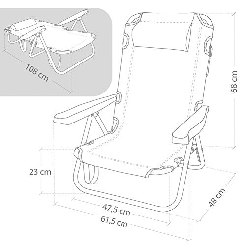 Aktive 53963 - Silla multiposición aluminio 62 x 48 x 83 cm - mediterráneo