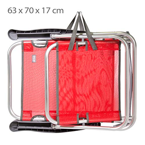 Aktive 53970 - Silla plegable multiposición aluminio 61 x 43 x 82 cm - rojo