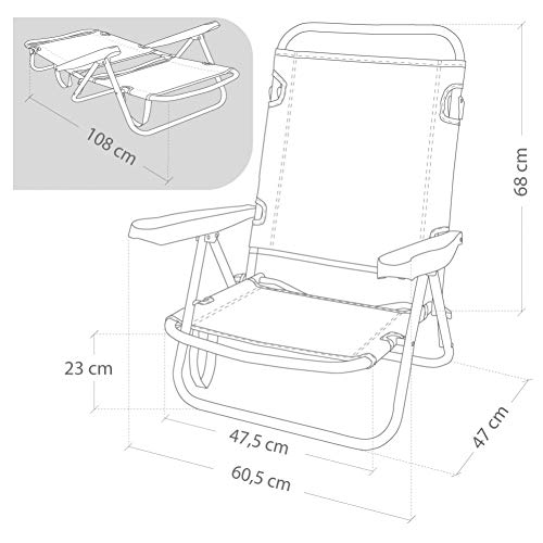 Aktive 53970 - Silla plegable multiposición aluminio 61 x 43 x 82 cm - rojo