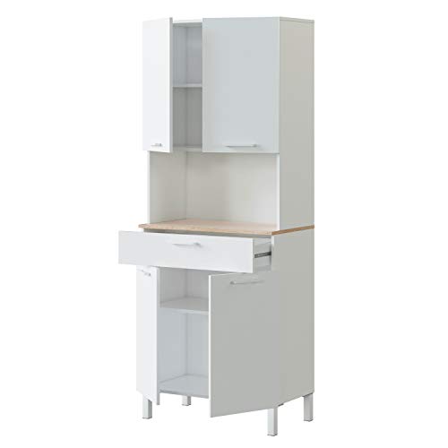 Alacena de Cocina, Aparador Comedor, Mueble Auxiliar 4 Puertas + 1 Cajon y Estante Interior, Acabado en Blanco Artik y Roble Canadian, Medidas: 72 cm (Ancho) x 186 cm (Alto) x 40 cm (Fondo) Alacena de Cocina, Aparador Comedor, Mueble Auxiliar 4 Puertas + 1 Cajon y Estante Interior, Acabado en Blanco Artik y Roble Canadian, Medidas: 72 cm (Ancho) x 186 cm (Alto) x 40 cm (Fondo)