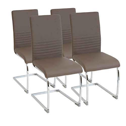 Albatros Silla Cantilever BURANO Set de 4 sillas Marrón, SGS Probado Albatros Silla Cantilever BURANO Set de 4 sillas Marrón, SGS Probado