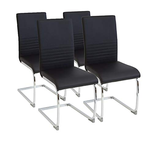 Albatros Silla Cantilever BURANO Set de 4 sillas Negro, SGS Probado
