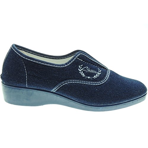Alcalde 7000 Zapatilla Deportiva Aerobic Lona Mujer Cuña 3.8Cm Ajuste Elåstico Empeine Piso Goma Antidelizante Tejano Talla 40 Alcalde 7000 Zapatilla Deportiva Aerobic Lona Mujer Cuña 3.8Cm Ajuste Elåstico Empeine Piso Goma Antidelizante Tejano Talla 40