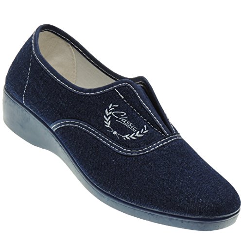 Alcalde 7000 Zapatilla Deportiva Aerobic Lona Mujer Cuña 3.8Cm Ajuste Elåstico Empeine Piso Goma Antidelizante Tejano Talla 40 Alcalde 7000 Zapatilla Deportiva Aerobic Lona Mujer Cuña 3.8Cm Ajuste Elåstico Empeine Piso Goma Antidelizante Tejano Talla 40