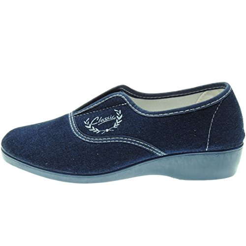 Alcalde 7000 Zapatilla Deportiva Aerobic Lona Mujer Cuña 3.8Cm Ajuste Elåstico Empeine Piso Goma Antidelizante Tejano Talla 40 Alcalde 7000 Zapatilla Deportiva Aerobic Lona Mujer Cuña 3.8Cm Ajuste Elåstico Empeine Piso Goma Antidelizante Tejano Talla 40
