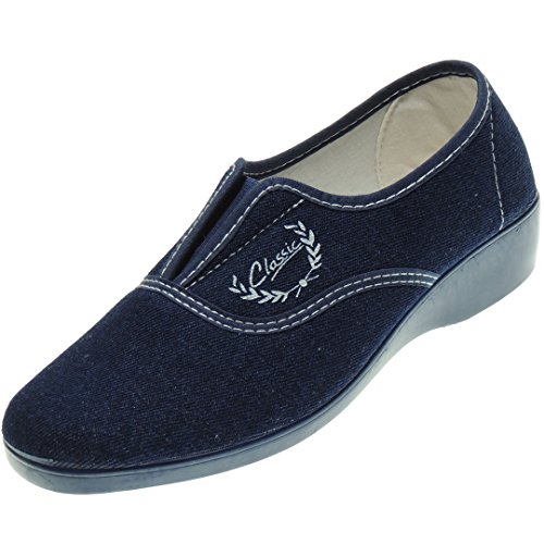 Alcalde 7000 Zapatilla Deportiva Aerobic Lona Mujer Cuña 3.8Cm Ajuste Elåstico Empeine Piso Goma Antidelizante Tejano Talla 40 Alcalde 7000 Zapatilla Deportiva Aerobic Lona Mujer Cuña 3.8Cm Ajuste Elåstico Empeine Piso Goma Antidelizante Tejano Talla 40