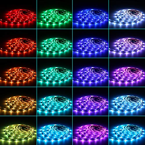 ALED LIGHT Tiras LED 5050 RGB 5m de Longitud 150 LED Multicolor Control Remoto de 44 Botones y Fuente de Alimentación ALED LIGHT Tiras LED 5050 RGB 5m de Longitud 150 LED Multicolor Control Remoto de 44 Botones y Fuente de Alimentación