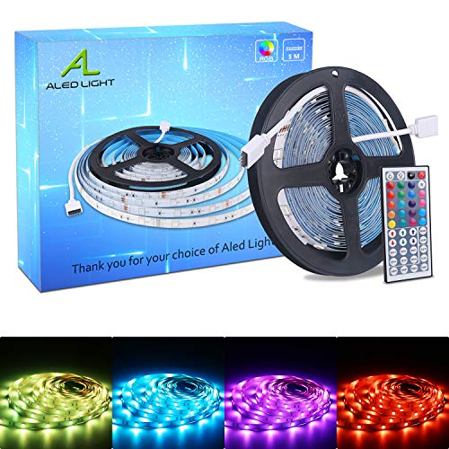 ALED LIGHT Tiras LED 5050 RGB 5m de Longitud 150 LED Multicolor Control Remoto de 44 Botones y Fuente de Alimentación ALED LIGHT Tiras LED 5050 RGB 5m de Longitud 150 LED Multicolor Control Remoto de 44 Botones y Fuente de Alimentación