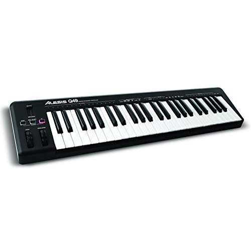 Alesis Q49 - Teclado controlador MIDI USB con 49 teclas sensibles a la velocidad, salida MIDI, ruedas de pitch y modulación y software Ableton Live Lite incluido