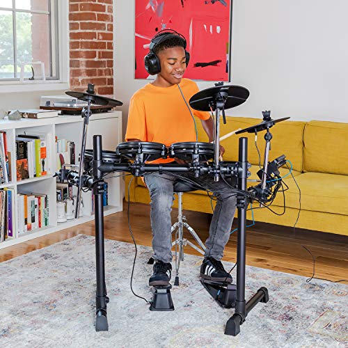 Alesis Turbo Mesh Kit – Batería Electrónica Musical de 7 Piezas de Malla, 100+ Sonidos, 30 Pistas de Acompañamiento, Bastidor de Acero de Gran Robustez, Cables, Baquetas y Llave de Batería