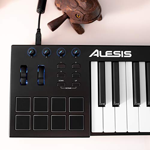 Alesis V49 - Teclado controlador USB-MIDI de 49 teclas con 8 pads sensibles retroiluminadas, 4 potenciómetros y botones asignables, y un paquete de software profesional con ProTools | First incluido
