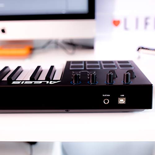 Alesis V49 - Teclado controlador USB-MIDI de 49 teclas con 8 pads sensibles retroiluminadas, 4 potenciómetros y botones asignables, y un paquete de software profesional con ProTools | First incluido Alesis V49 - Teclado controlador USB-MIDI de 49 teclas con 8 pads sensibles retroiluminadas, 4 potenciómetros y botones asignables, y un paquete de software profesional con ProTools | First incluido
