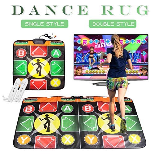 Alfombra de Baile Doble/Soltero,Máquina de Baile Inalámbrica,Almohadillas Baile de Inalámbricas Antideslizantes con Juegos y Música AUX,Niveles,Conecta y Reproduce,Sentido Juego para PC TV (90X166CM)