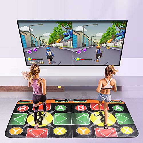 Alfombra de Baile Doble/Soltero,Máquina de Baile Inalámbrica,Almohadillas Baile de Inalámbricas Antideslizantes con Juegos y Música AUX,Niveles,Conecta y Reproduce,Sentido Juego para PC TV (90X166CM)