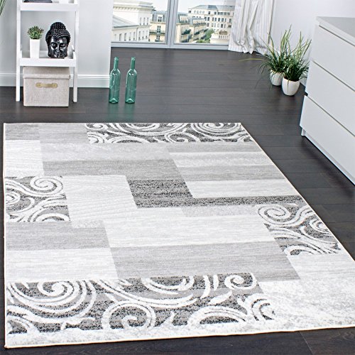 Alfombra De Pelo Corto para Sala De Estar Decoración Interior Gris Crema, tamaño:120x170 cm