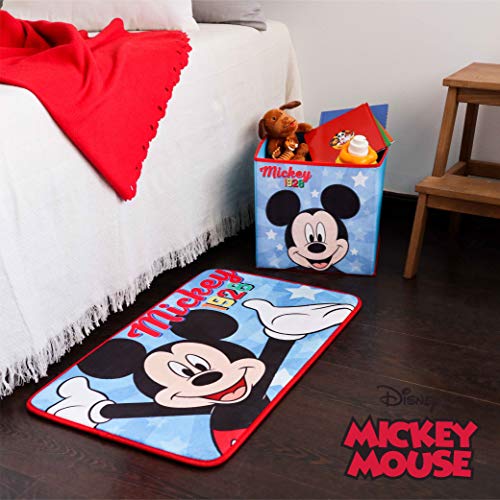 Alfombra Infantil y Caja Juguetes Plegable, Pack Mickey Mouse – Decoracion Habitacion Infantil con Alfombra Dormitorio y Organizador Juguetes Infantil | Caja Guarda Juguetes Niños Mickey Mouse