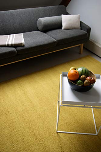 Alfombra Moderna de Lana Loft Mustard Amarillo Mostaza 80x150cm - 100% Lana en Colores Luminosos y Modernos