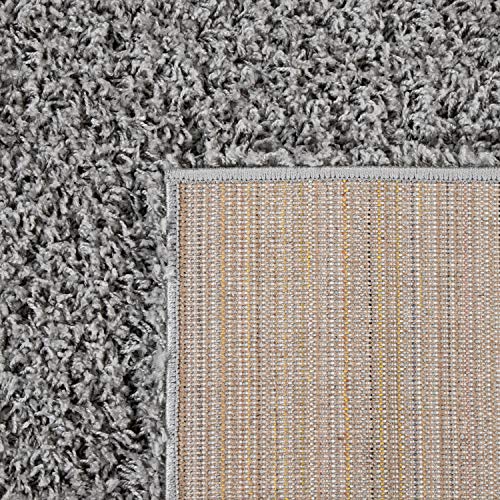 Alfombra Shaggy De Pelo Alto Y Largo Gran Espesor del Hilo En Gris Brillante Liso, tamaño:60x100 cm