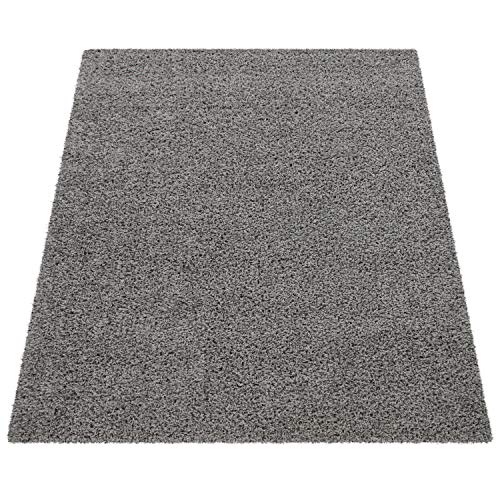 Alfombra Shaggy De Pelo Alto Y Largo Gran Espesor del Hilo En Gris Brillante Liso, tamaño:60x100 cm