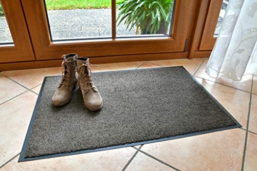 Alfombrilla antisuciedad Premium Zanzibar Gris 40x60cm * Extremadamente Resistente * Exterior e Interior * A Prueba de heladas * Libre de PVC - Clean Mat Puerta de Entrada Alfombra