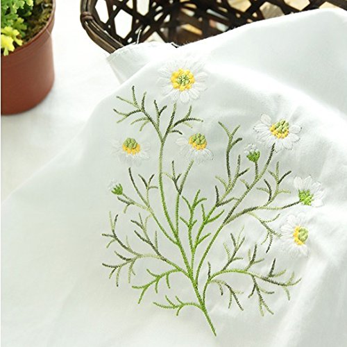 Algodón lavado bh tela bordada de flores silvestres bordado inglés cortó 28cm Blanco B22