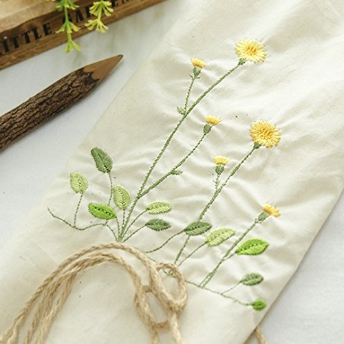 Algodón lavado bh tela bordada de flores silvestres bordado inglés cortó 28cm naturales B26