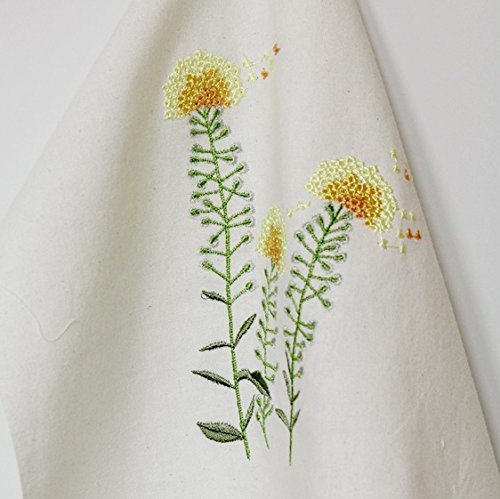 Algodón lavado bh tela bordada de flores silvestres bordado inglés cortó 28cm naturales B42