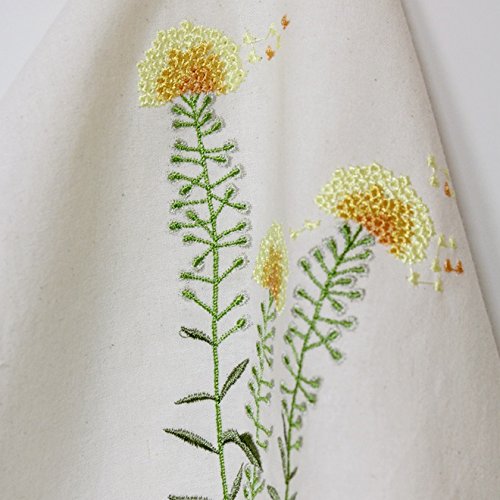 Algodón lavado bh tela bordada de flores silvestres bordado inglés cortó 28cm naturales B42