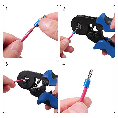 Alicates de Terminales 0.25-10mm² Crimpadora HSC8 6-4a puntera con 4 Caras con 1200 Terminales Eléctricos AWG 23-7 Juego de Alicates con Terminales para Uso Domestico, Eletricista Profesional Alicates de Terminales 0.25-10mm² Crimpadora HSC8 6-4a puntera con 4 Caras con 1200 Terminales Eléctricos AWG 23-7 Juego de Alicates con Terminales para Uso Domestico, Eletricista Profesional