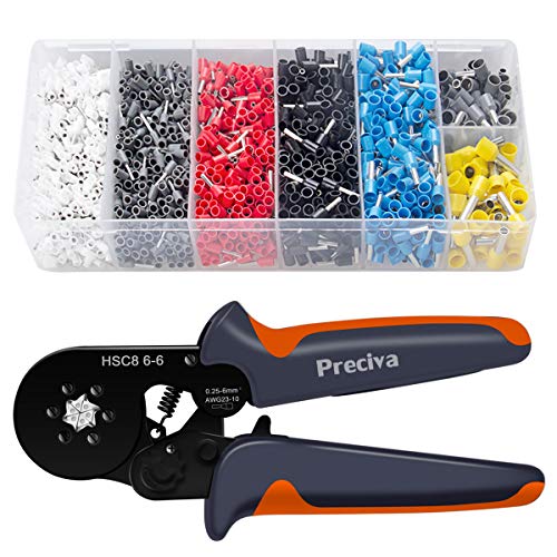 Alicates Terminales hexagonal,Preciva Alicate hexagonal de trinquete ajustable,se utiliza para extremos de cable de 0.25-6.0mm² / AWG 23-10 con 1900 Pcs conector de cable Alicates Terminales hexagonal,Preciva Alicate hexagonal de trinquete ajustable,se utiliza para extremos de cable de 0.25-6.0mm² / AWG 23-10 con 1900 Pcs conector de cable