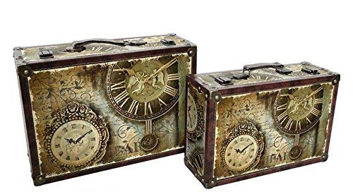 Alice 's Collection – Juego de 2 Maletas de Madera Relojes – 39 x 27 x 13 cm y 34 x 22 x 11 cm