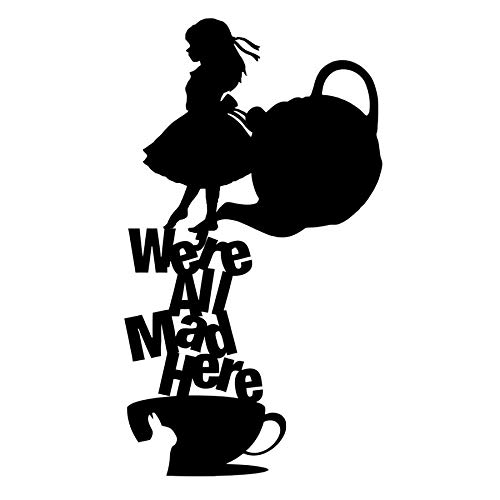 "Alicia en el país de las maravillas", calcomanía de pared, refranes,"Todos estamos locos aquí", pegatina de vinilo para pared, decoración del hogar, pegatina de pared A7 35cmx20cm "Alicia en el país de las maravillas", calcomanía de pared, refranes,"Todos estamos locos aquí", pegatina de vinilo para pared, decoración del hogar, pegatina de pared A7 35cmx20cm