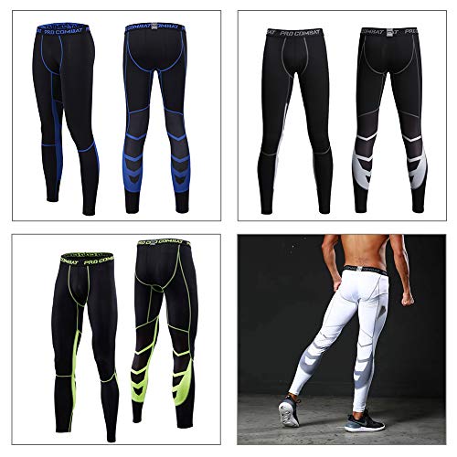 Alimagic Pantalones de compresión, Pantalones Largos de Correr, Mallas con de Compresión para Hombres para Running y Entrenamiento Tener Efecto de compresión y función de Secado rápido (Azul Malla M)