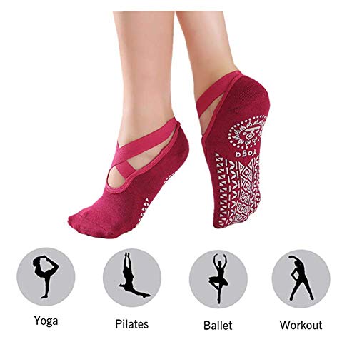 Alitopo Yoga para Mujeres Full Toe Colchoneta Deporte Accesorios Yoga, Calcetín para Ballet, Barra Fitness, Danza, Calcetines Antideslizantes (2 Pares)