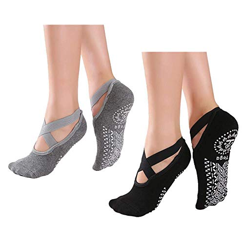 Alitopo Yoga para Mujeres Full Toe Colchoneta Deporte Accesorios Yoga, Calcetín para Ballet, Barra Fitness, Danza, Calcetines Antideslizantes (2 Pares)