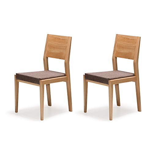 Alkove - Hayes - Set de 2 sillas de comedor de madera maciza con asiento tapizado (roble salvaje)