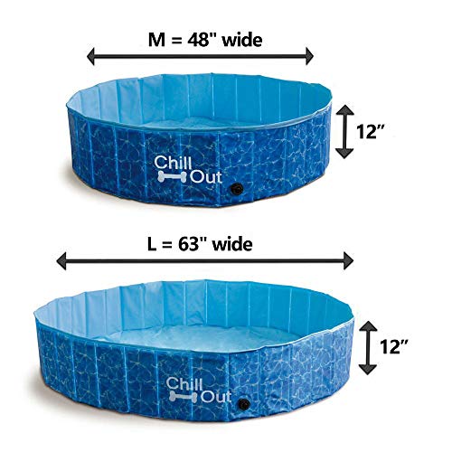 ALL FOR PAWS Piscina exterior extragrande para perros (160 x 30 cm), bañera plegable portátil para mascotas, antideslizante, aprobada por prueba UV, ideal para perros y niños