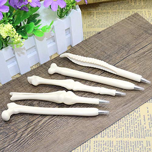 Allbusky Novelty Bone Forma Bolígrafo Bolígrafos 0,7 mm Para Médicos Enfermeras Médicos Regalo Escuela Oficina Papelería (Bone White Set of 5)